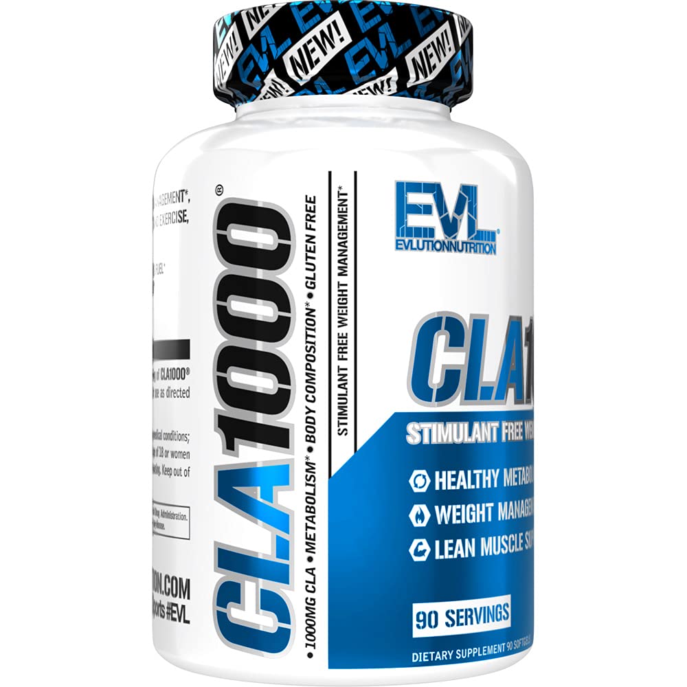 90-count EVLution CLA bottle with product information