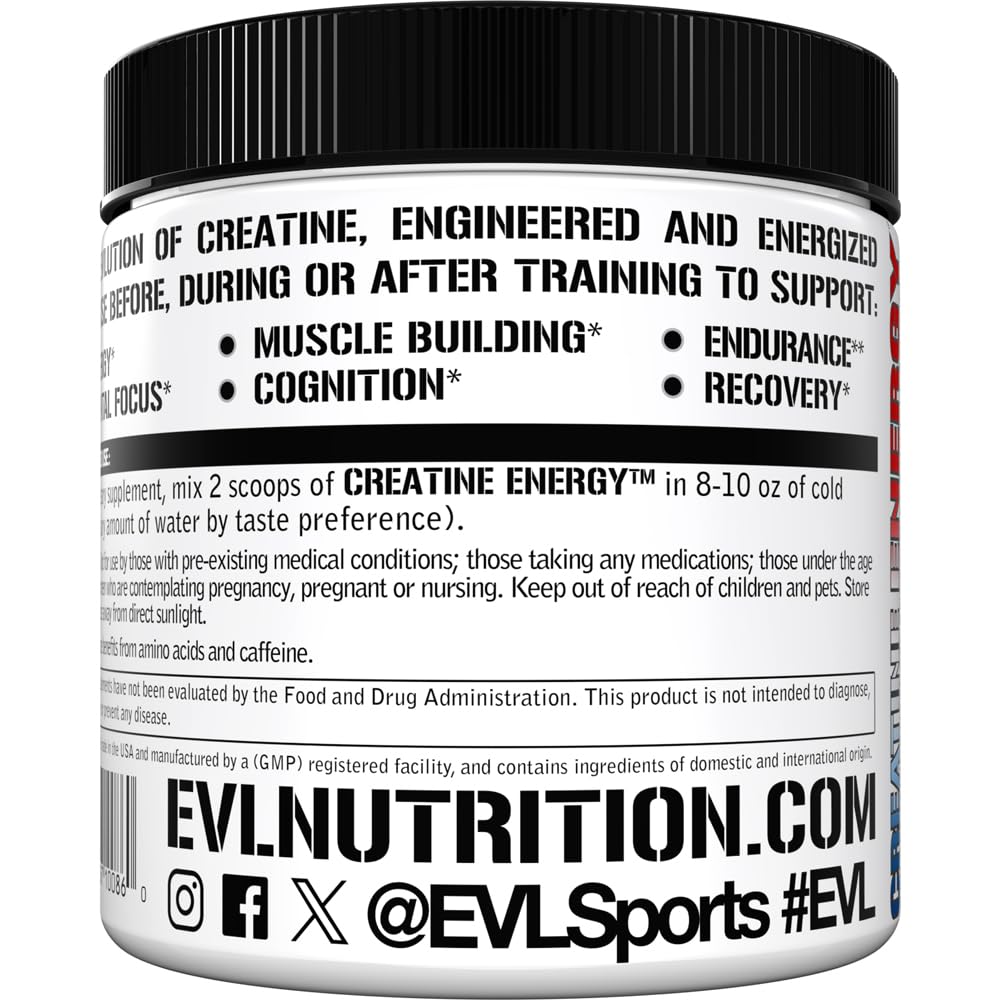 Ingredients including B+C vitamins, caffeine and beta-alanine in Creatine Energy