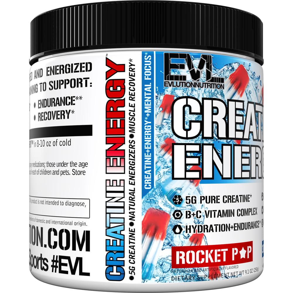 EVL Creatine Energy box and measurement scoop for easy dosing