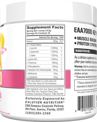 Close-up of EAA7000 nutrition label showing EAAs and BCAAs