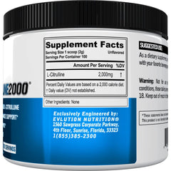 Evlution L-Citrulline2000 showcases nitric oxide boost for intense workouts