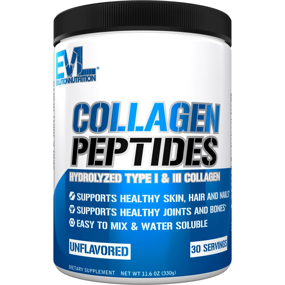 Front view of Evlution Nutrition Collagen Peptides Powder bottle