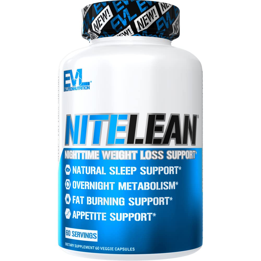 Evlution Nutrition NiteLean Night Time Fat Burner bottle and capsules