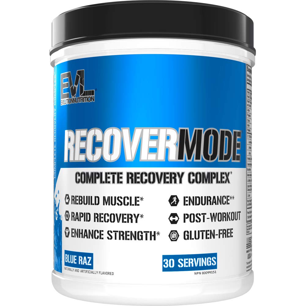 RecoverMode Blue Raz front label with 30 servings
