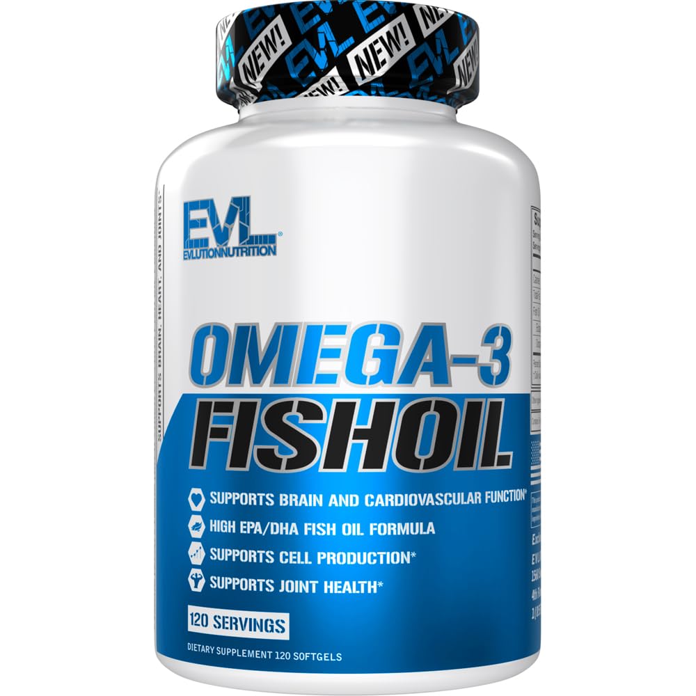 EVL Nutrition Triple Strength Omega-3 Fish Oil bottle with 120 count
