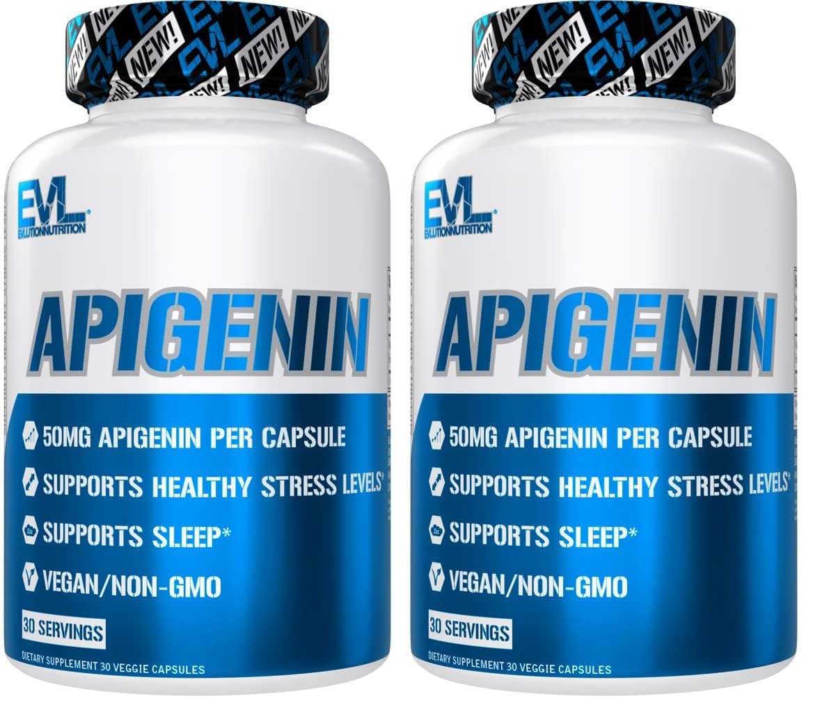 Evlution Pure Apigenin 50mg Chamomile extract bottle label