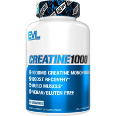 Evlution Pure Creatine Monohydrate Capsules 1000mg bottle