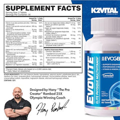 Close-up of Evovite capsules beside bottle