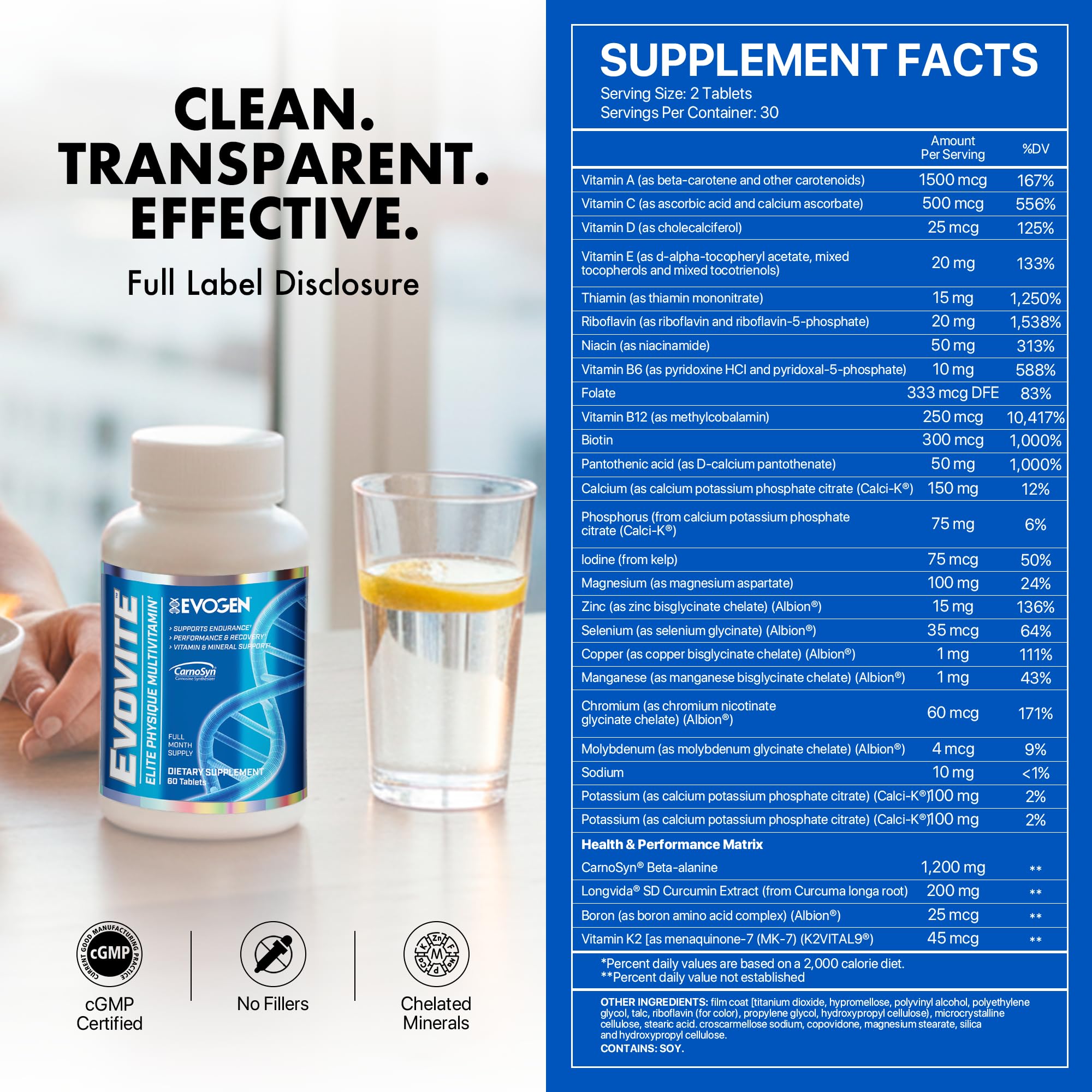 Methylated B vitamins (methylcobalamin & 5-MTHF) in Evovite