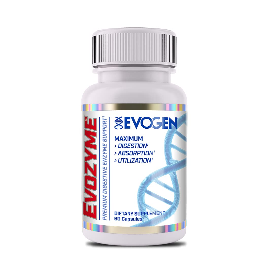 Evogen Evozyme bottle showing 60 capsules for digestive enzymes
