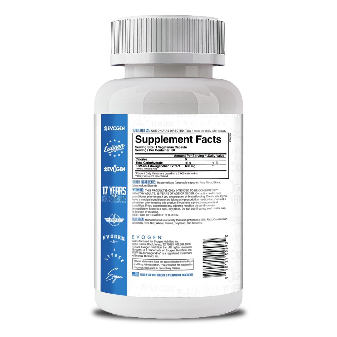 Focus and mental clarity emphasis from Evogen KSM-66 Ashwagandha