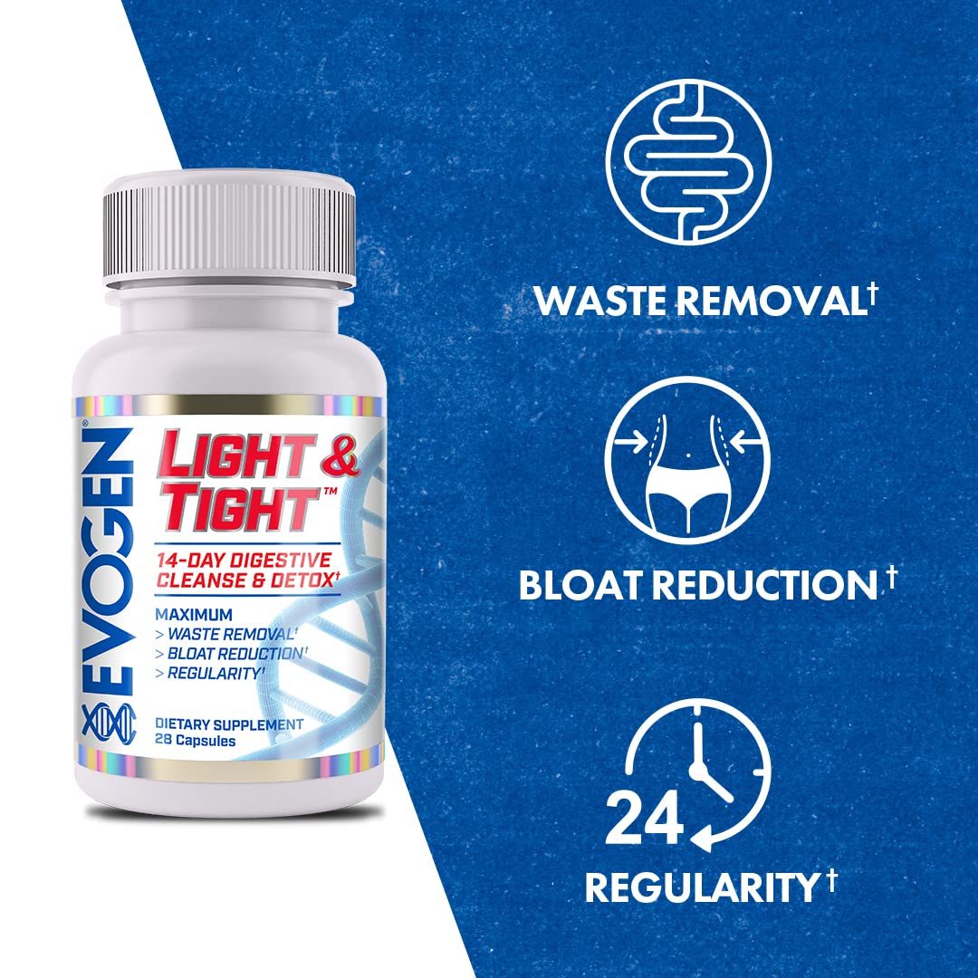 Evogen Light & Tight capsules close-up highlighting gut health support