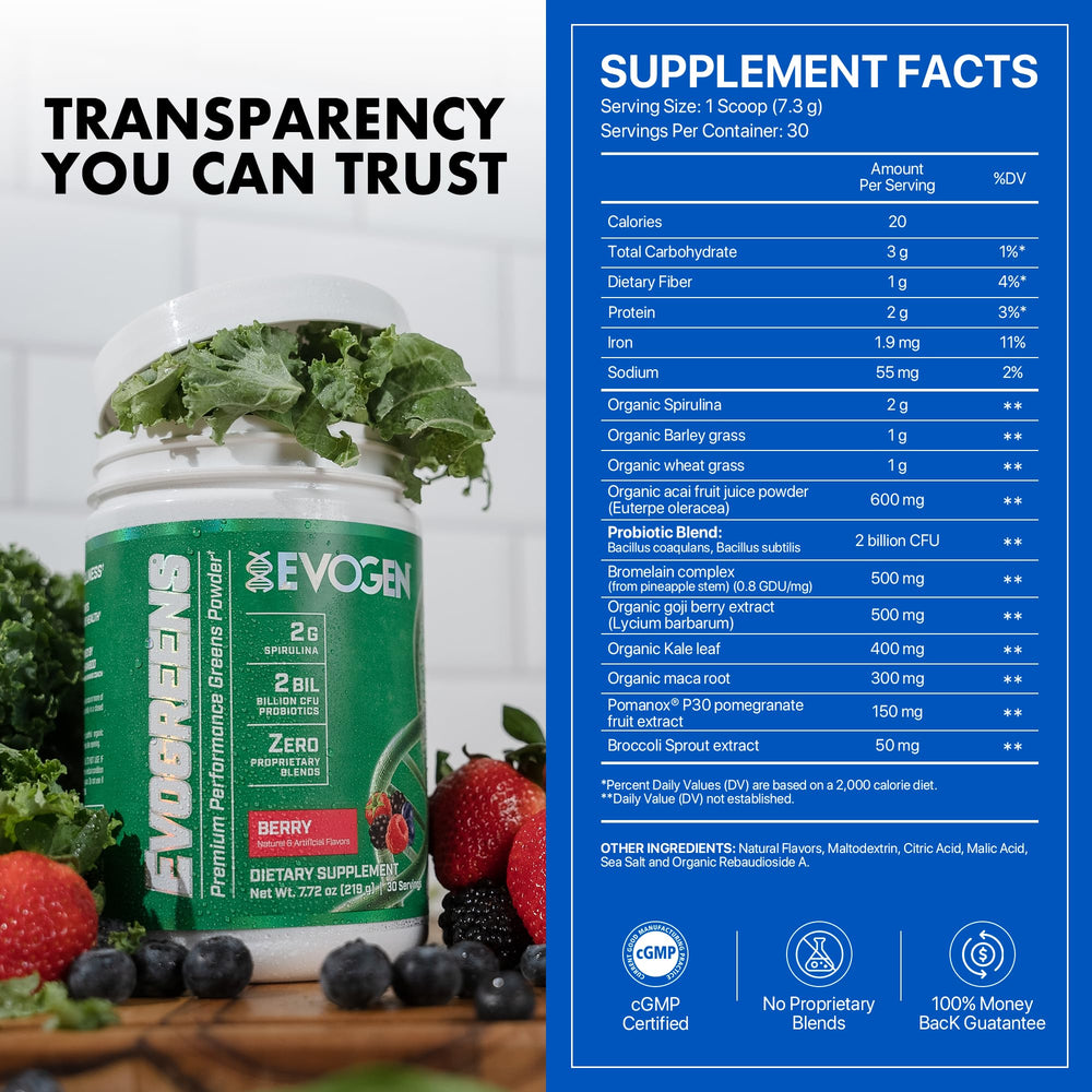 Evogreens Berry packaging on display