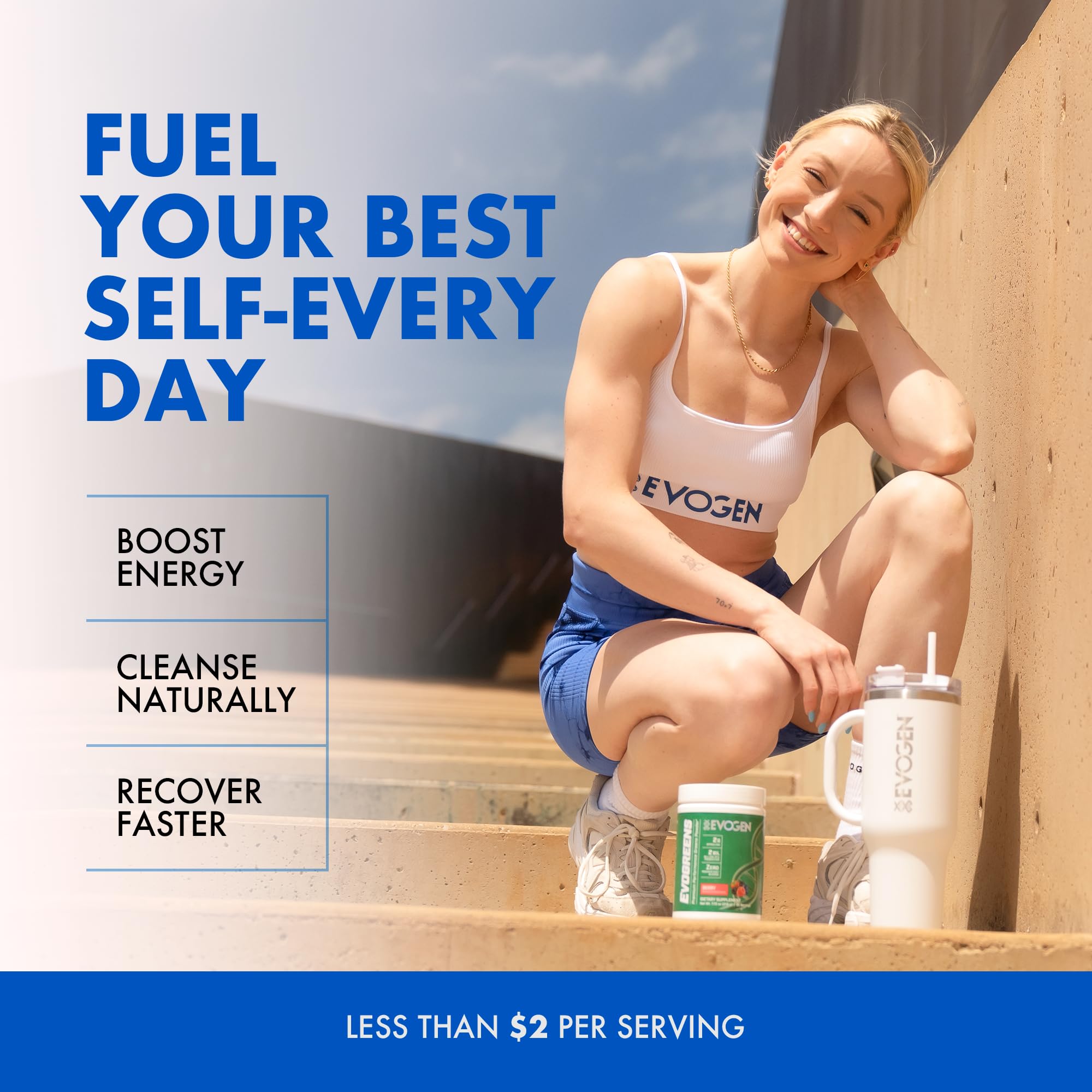 Athlete mixing Evogreens into a smoothie