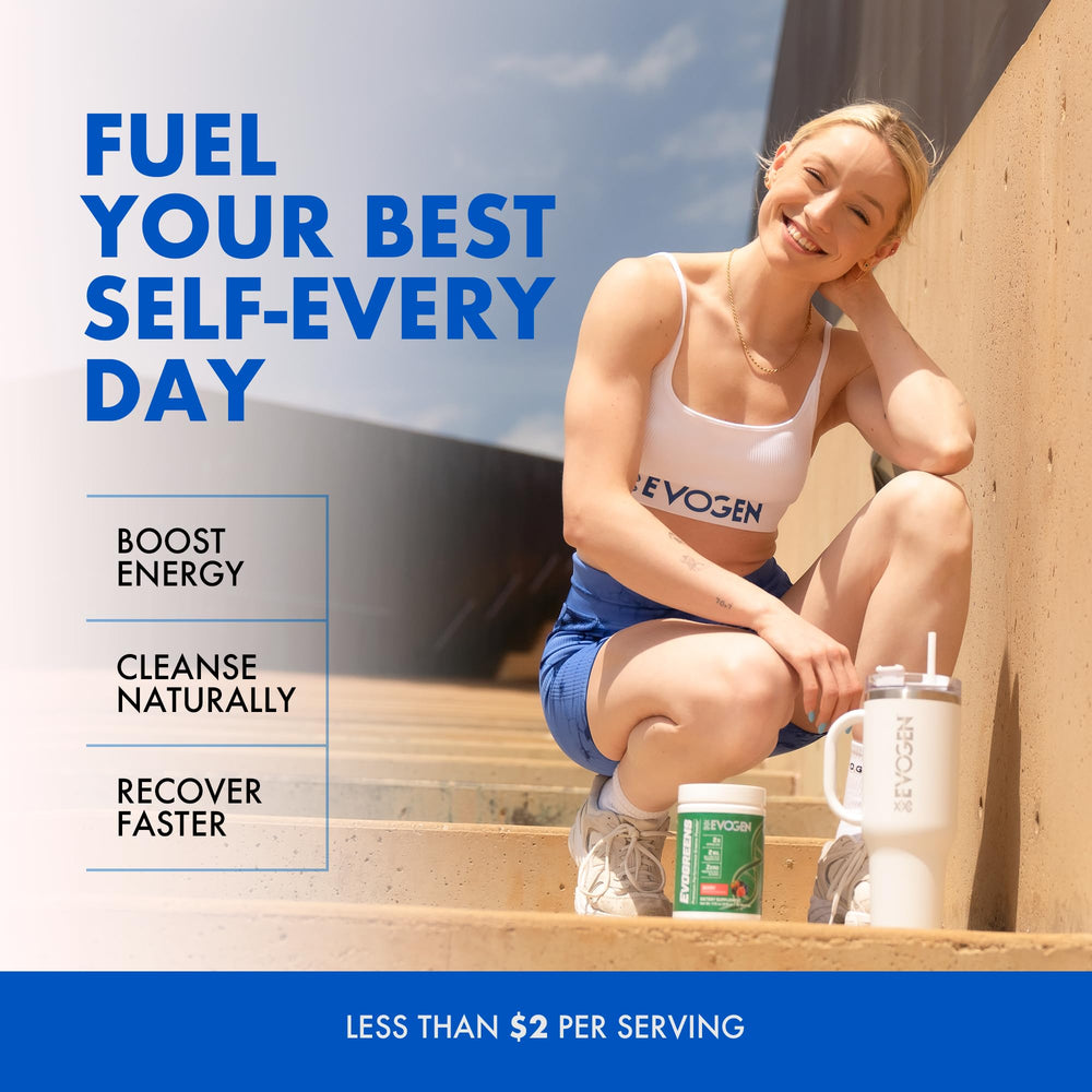 Athlete mixing Evogreens into a smoothie