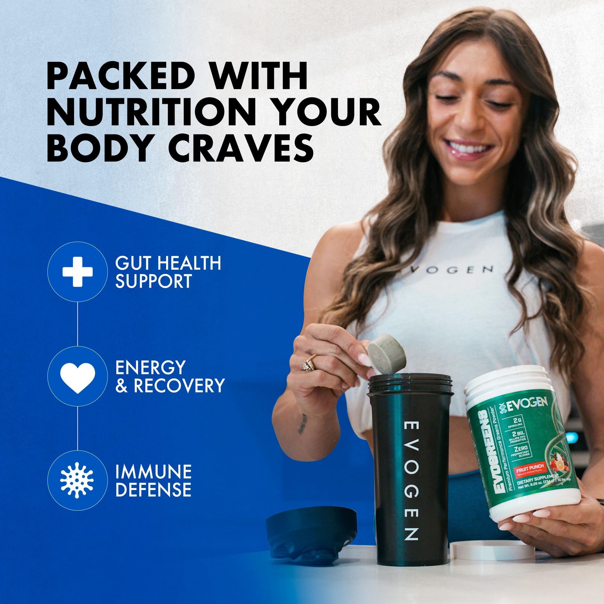 Evogreens immune and gut support features