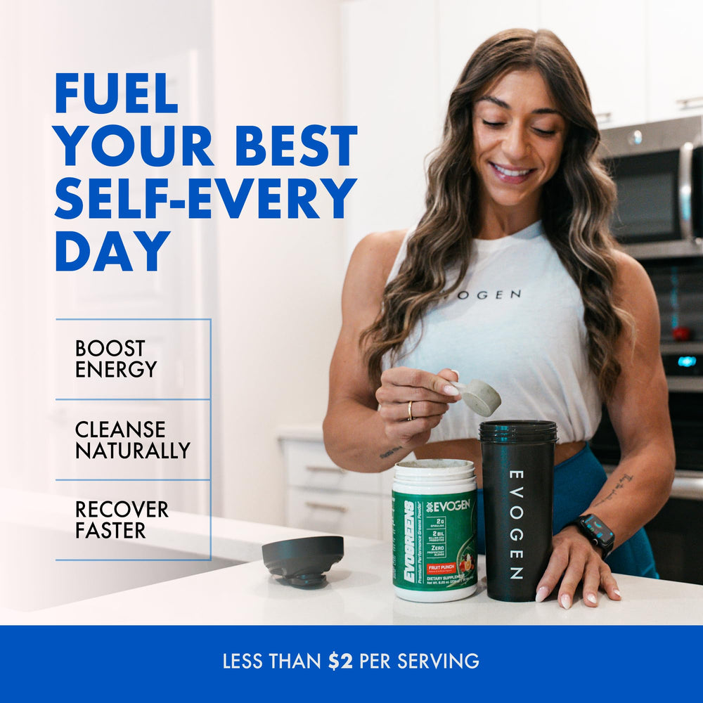 Serving scoop with Evogreens Fruit Punch powder