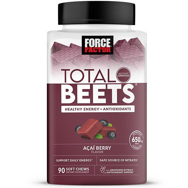 EVSEMO Total Beets soft chews front bottle highlights convenient daily energy support.