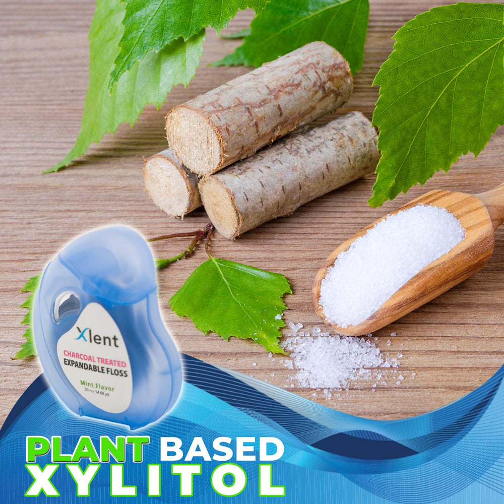 Plant-based wax and Xylitol ingredients on floss