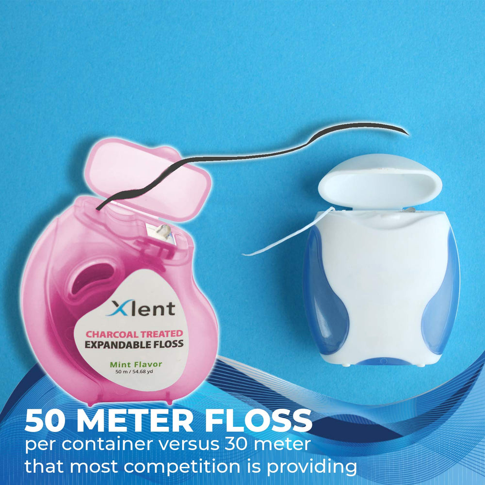 50 meters of floss in a 6-count pack