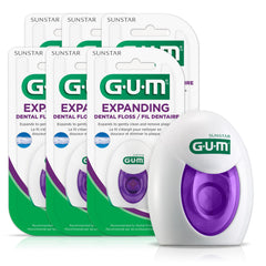 Expanding waxed woven dental floss packaging - 6-pack