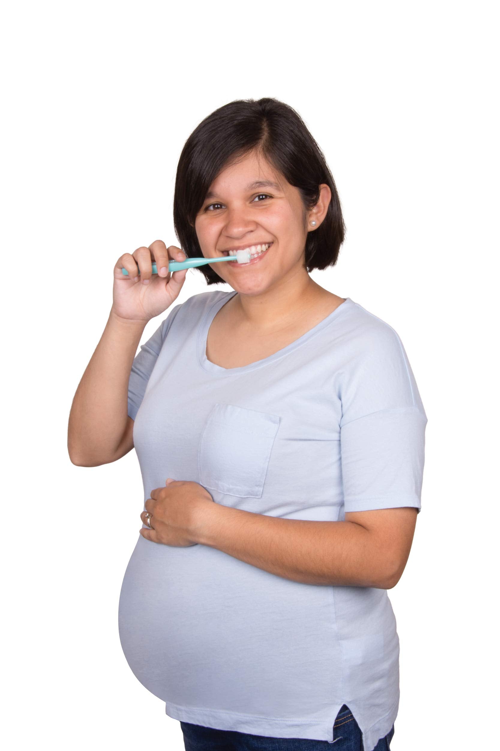 Expectant mom toothbrush close-up showing ultra-soft bristles