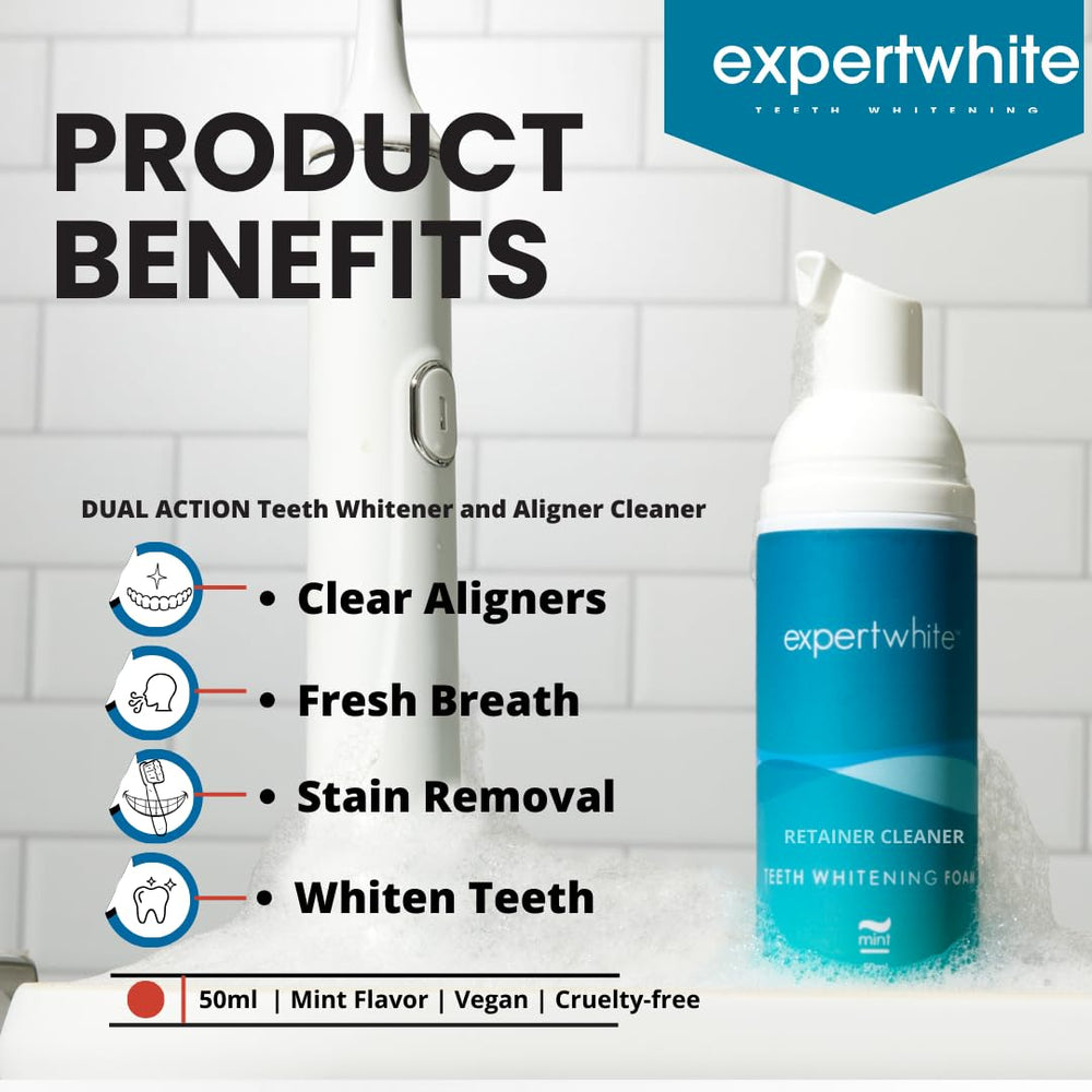 Foam cleaner being used to clean aligner tray