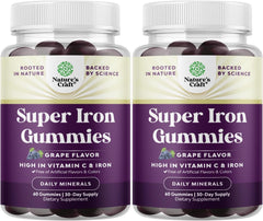 Front view of extra strength iron gummies for women and men, 45mg per serving
