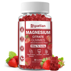 Extra strength magnesium citrate gummy bottle label - vegan, 800mg per gummy, 60-count