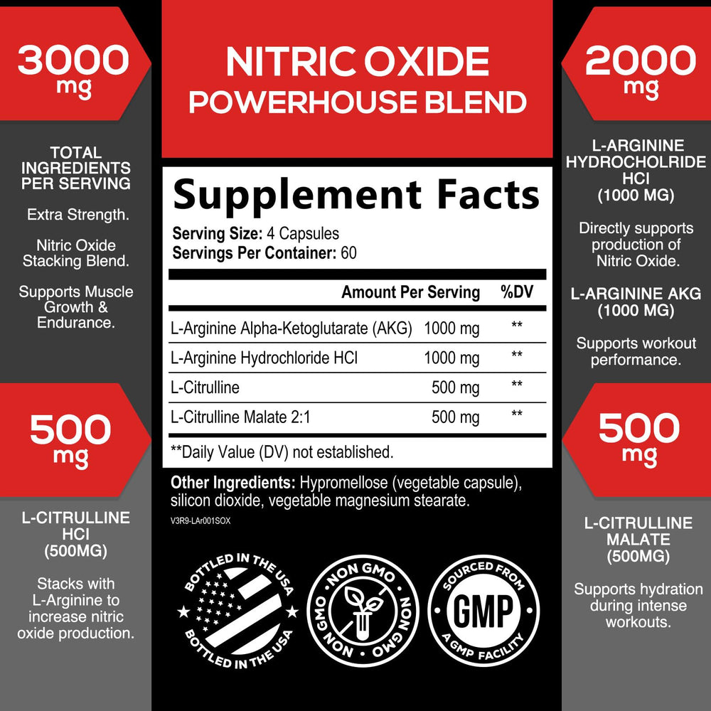 Front label showing 3000 mg per serving