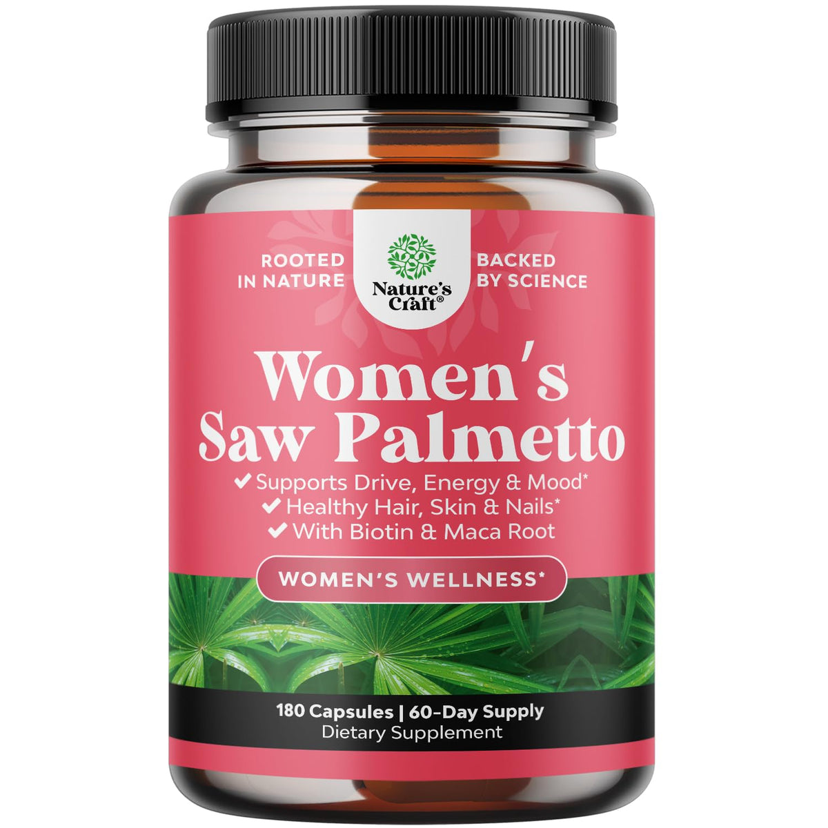 Bottle of Extra Strength Saw Palmetto for Women - 180 capsules