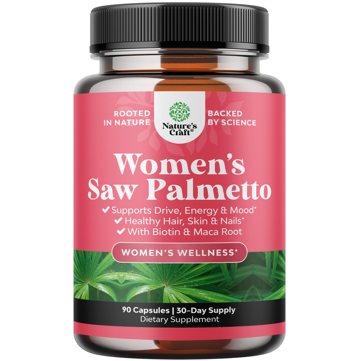 Bottle of Extra Strength Saw Palmetto for Women 500mg - 90 capsules