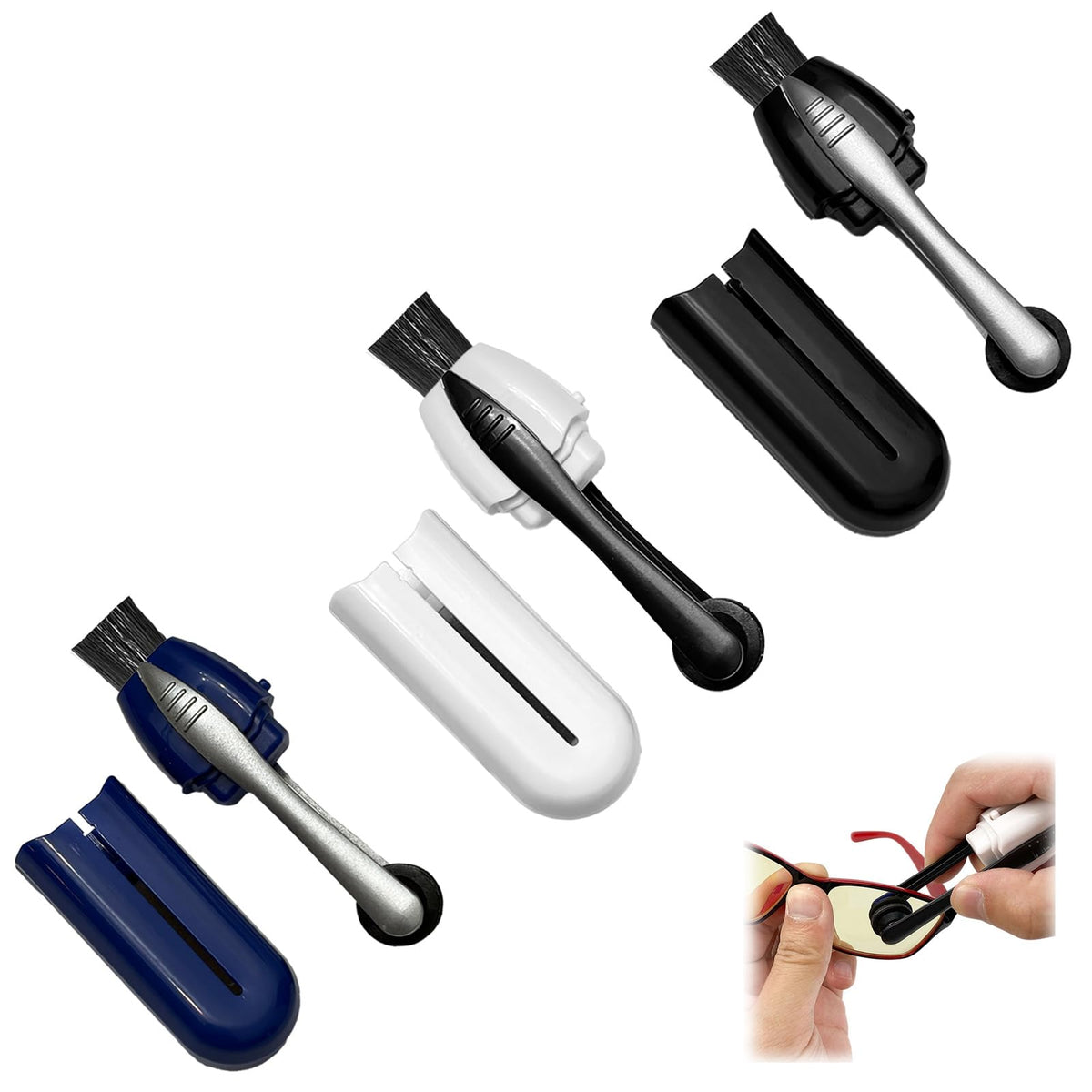 Eye Glasses Cleaner 3PC kit components laid out