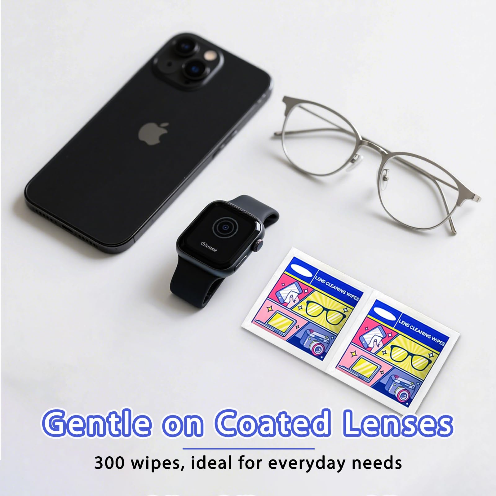 Box of 300 pre-moistened lens wipes for glasses and sunglasses