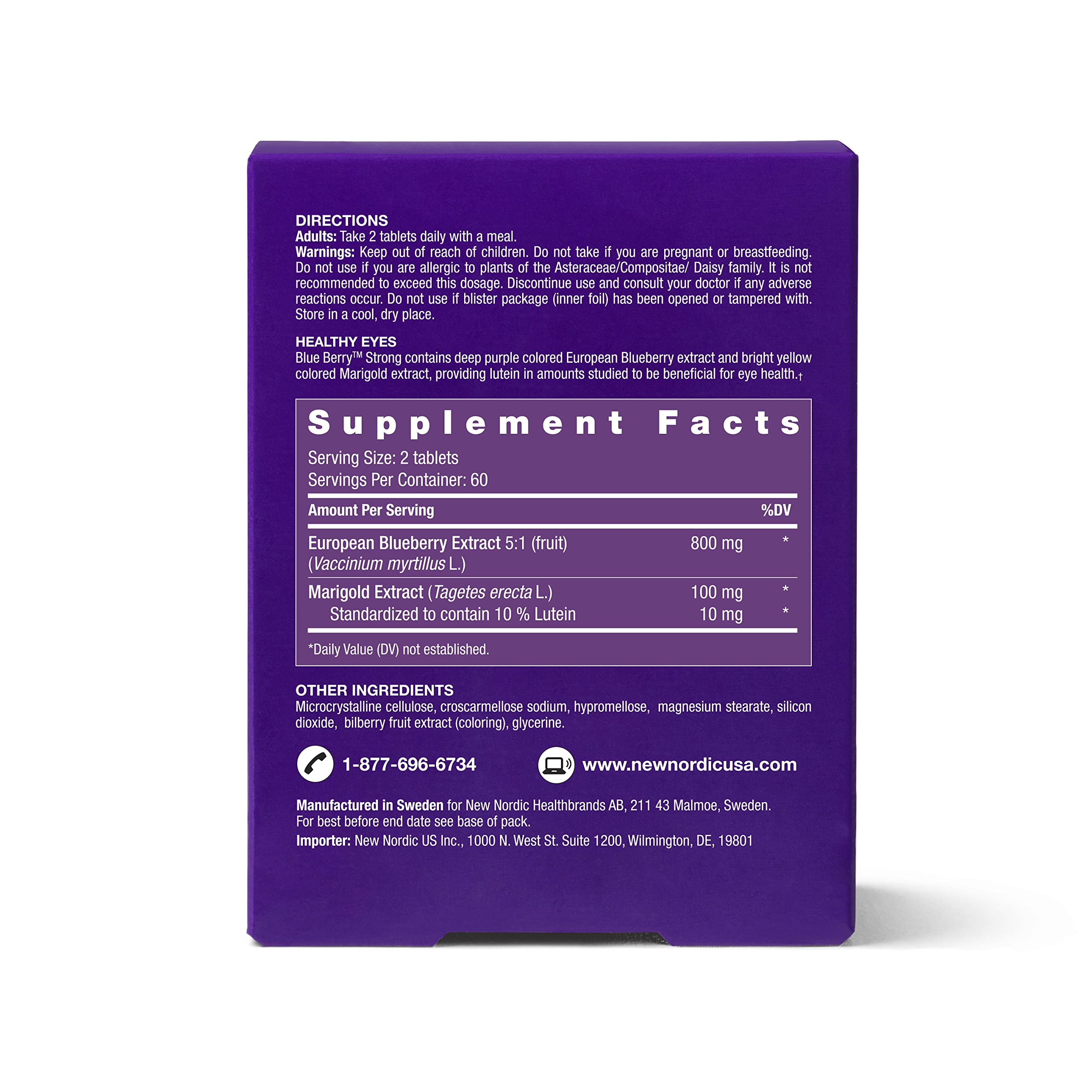 Two tablets per day recommended dose for eye health