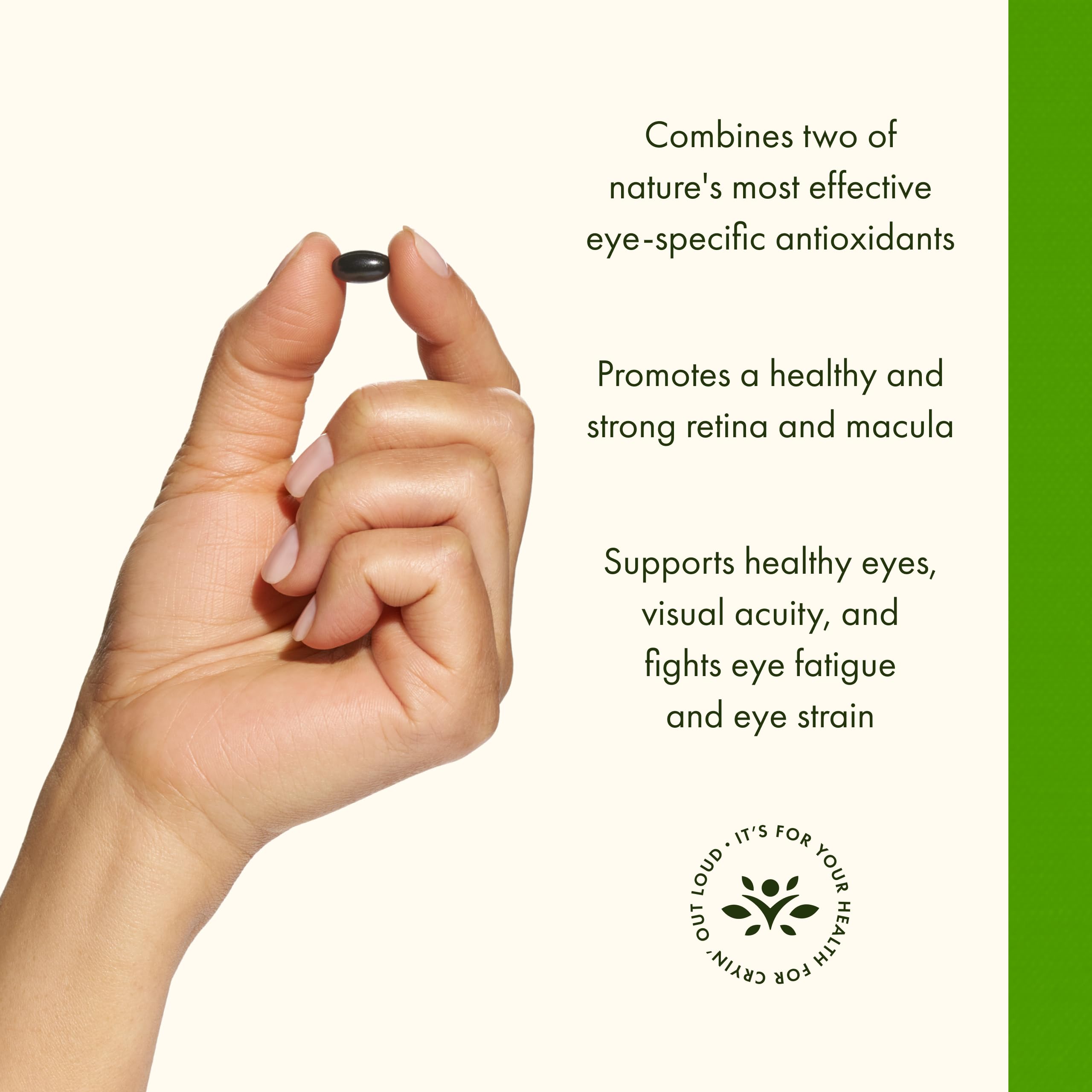 Graphic highlighting eye health with lutein and bilberry