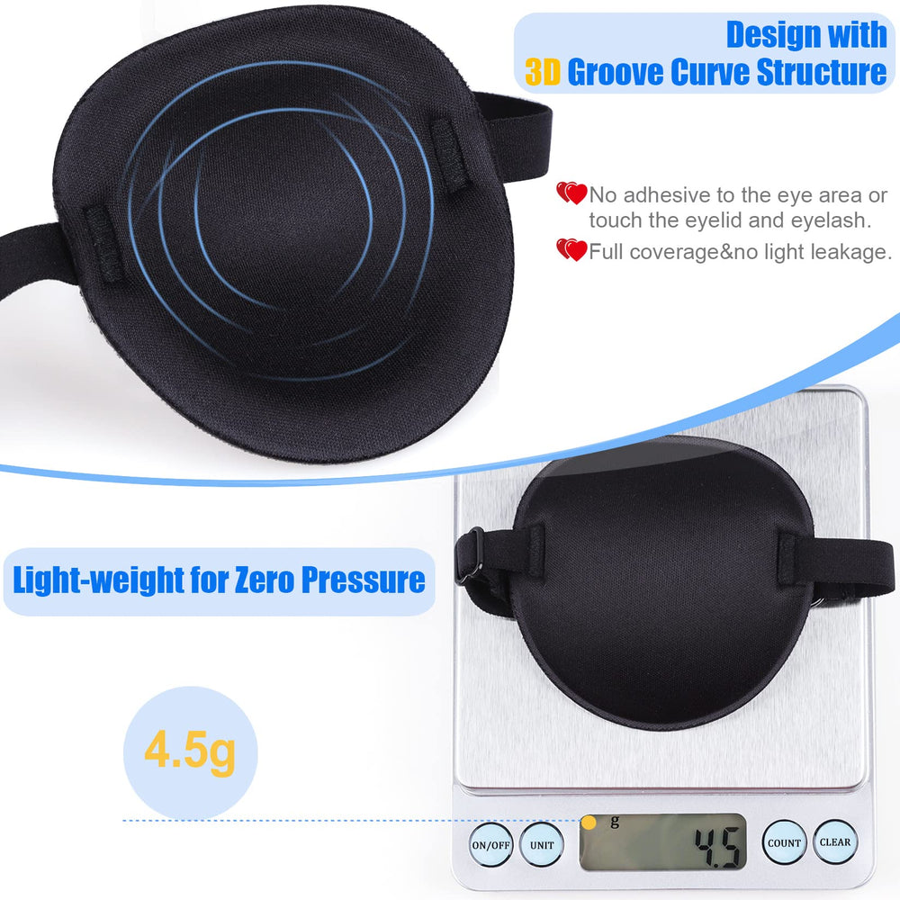 Close-up of adjustable elastic band on eye patch