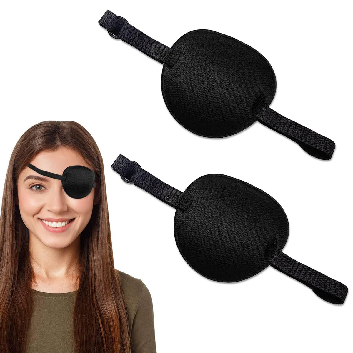 Black 3D eye patch for adults and kids with adjustable elastic band