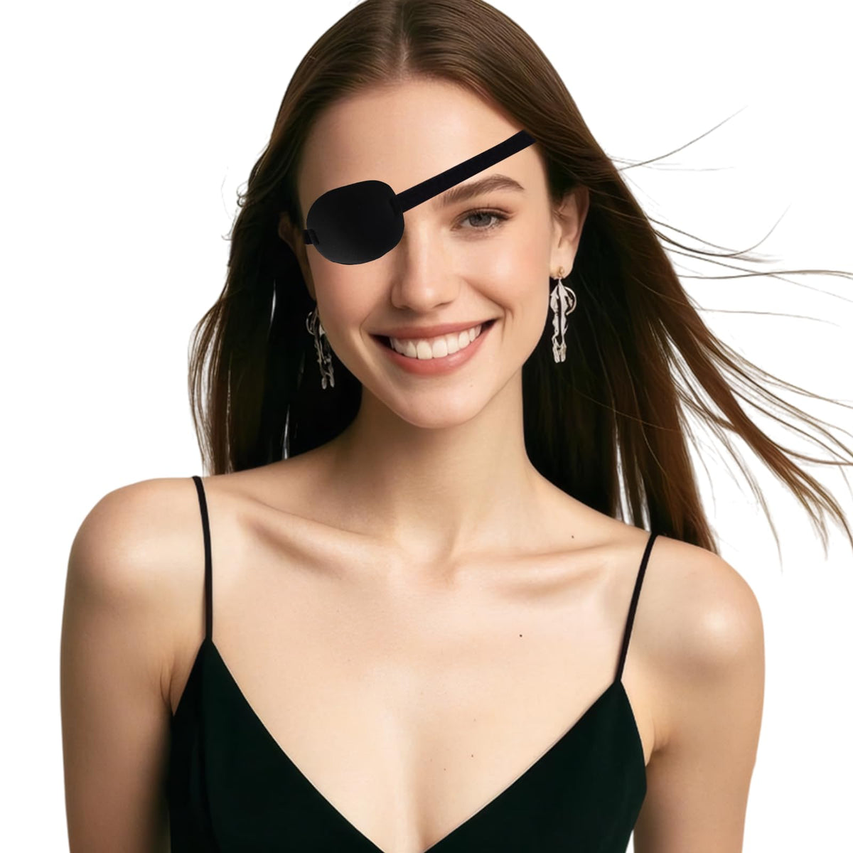 Black medical eye patch with 3D groove design