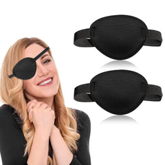Two black 3D adjustable eye patches for adults and kids