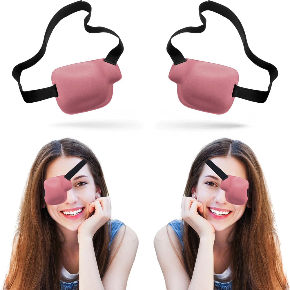 Pink 3D eye patch for left eye with adjustable strap