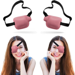 Pink 3D eye patch for left eye with adjustable strap
