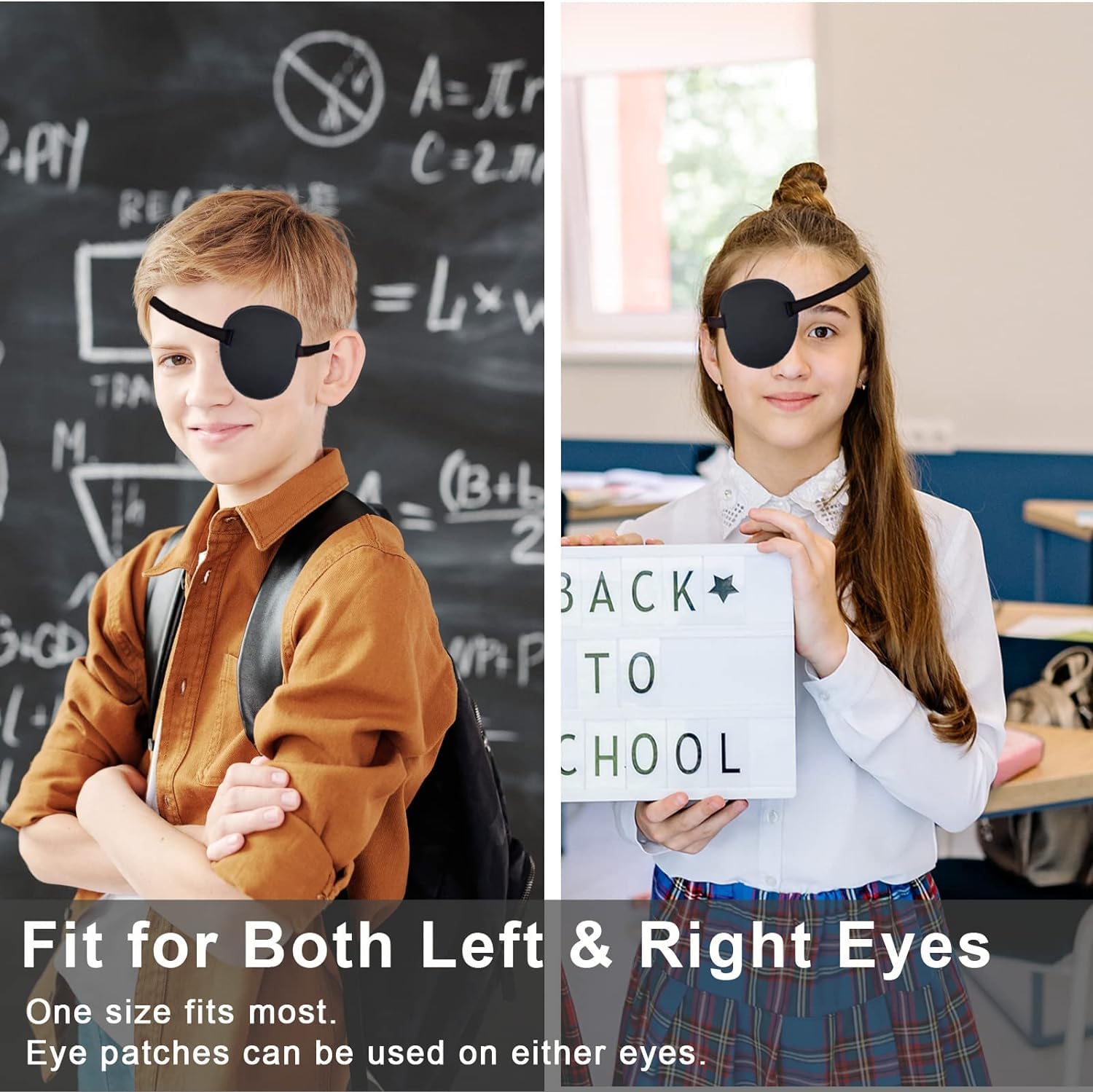 Right eye wearing purple eye patch demonstrating fit