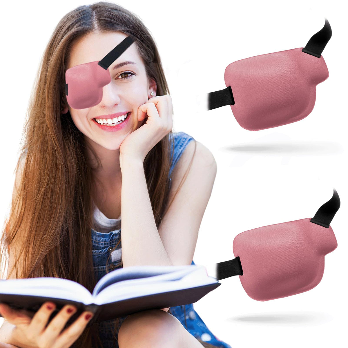 3D eye patch for the right eye in pink, front view