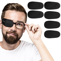 Six reusable black eye patches for glasses