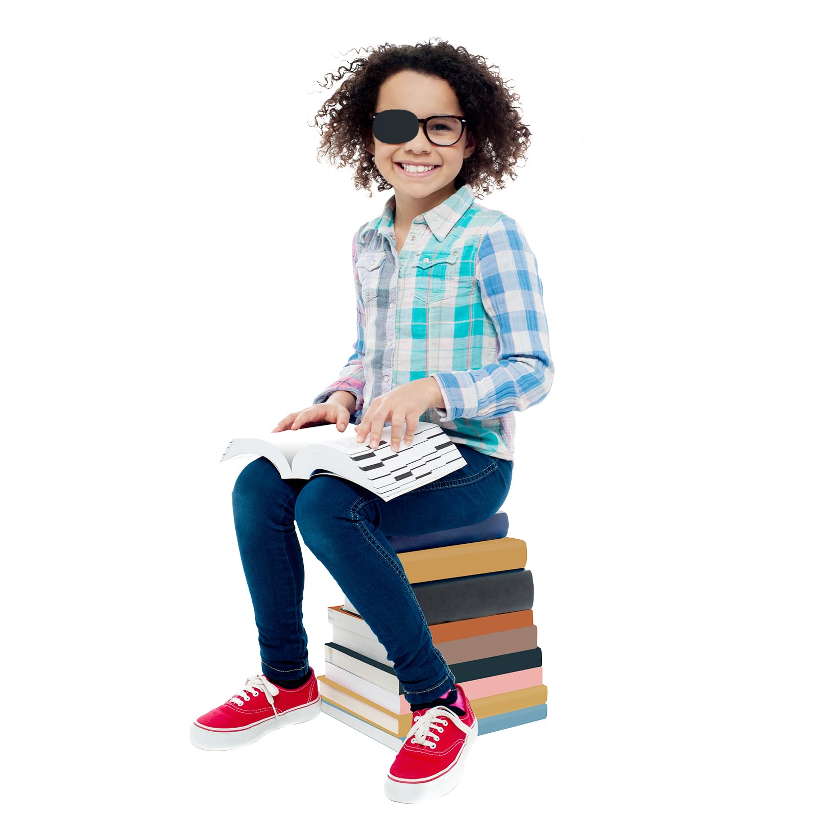 Glasses with velvet black eye patch ready to wear