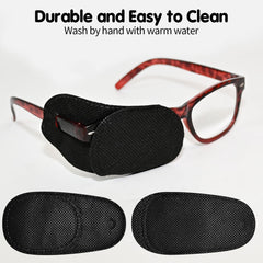 Left and right eye patches designed to fit adult and child faces