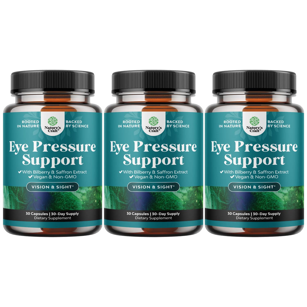 Eye pressure support supplement bottle with bilberry extract