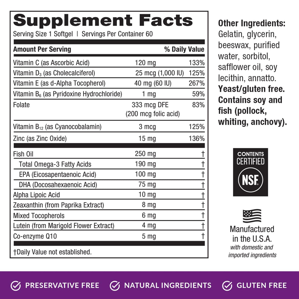 Dietary supplement with vitamins for eye health