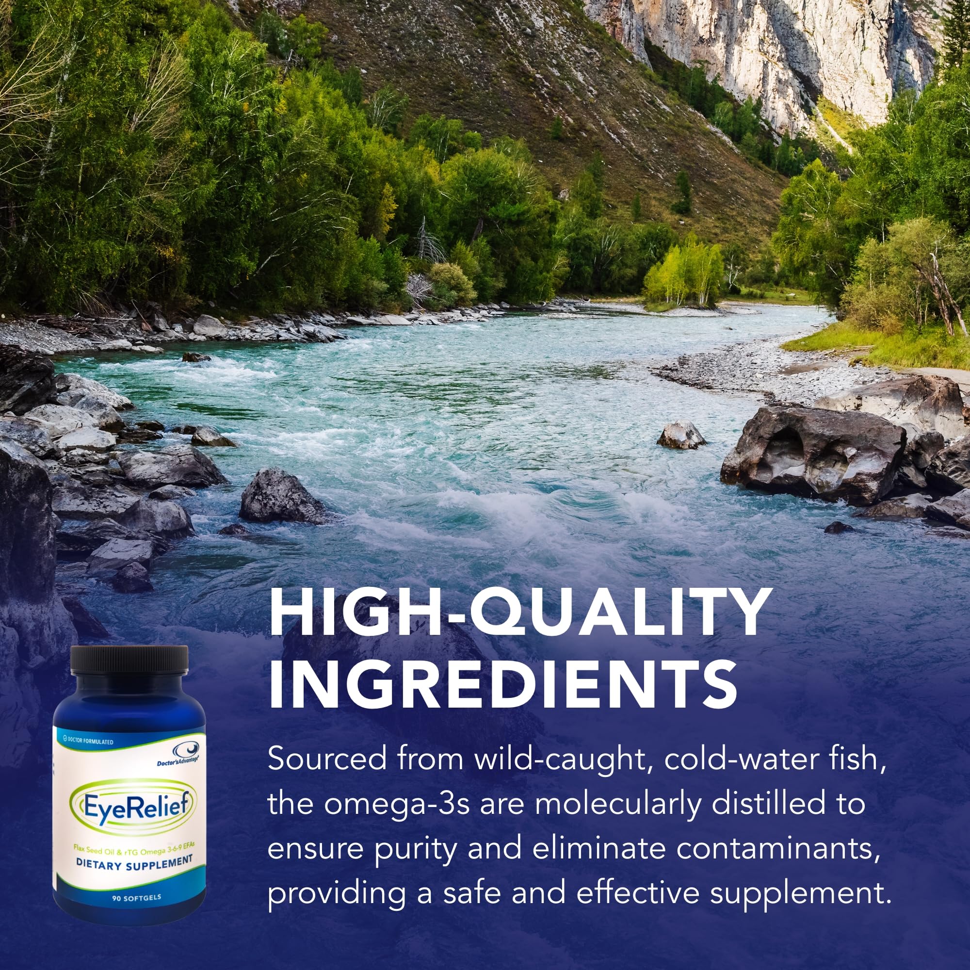 Close-up of Eye Relief supplement label and ingredients